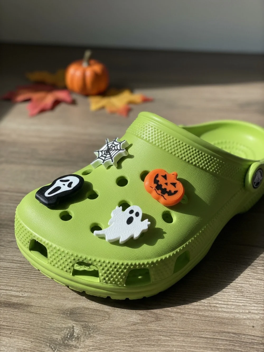 Halloween Kids Croc Charms - Black with Orange & White Accents